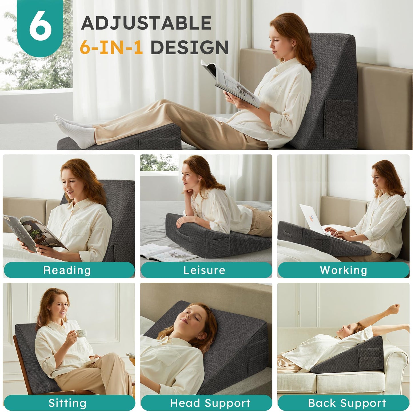 Dark Gray Couples Intimate Support Wedge Pillow - Vixen | Nova Network