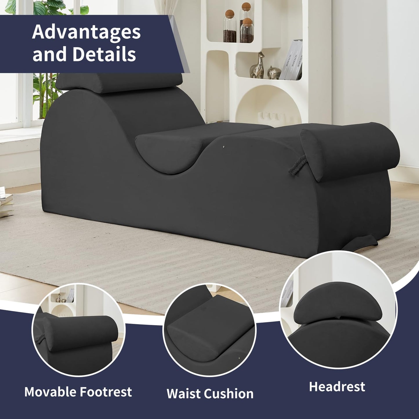 Dark Gray Seduction Support Chaise - Vixen | Nova Network