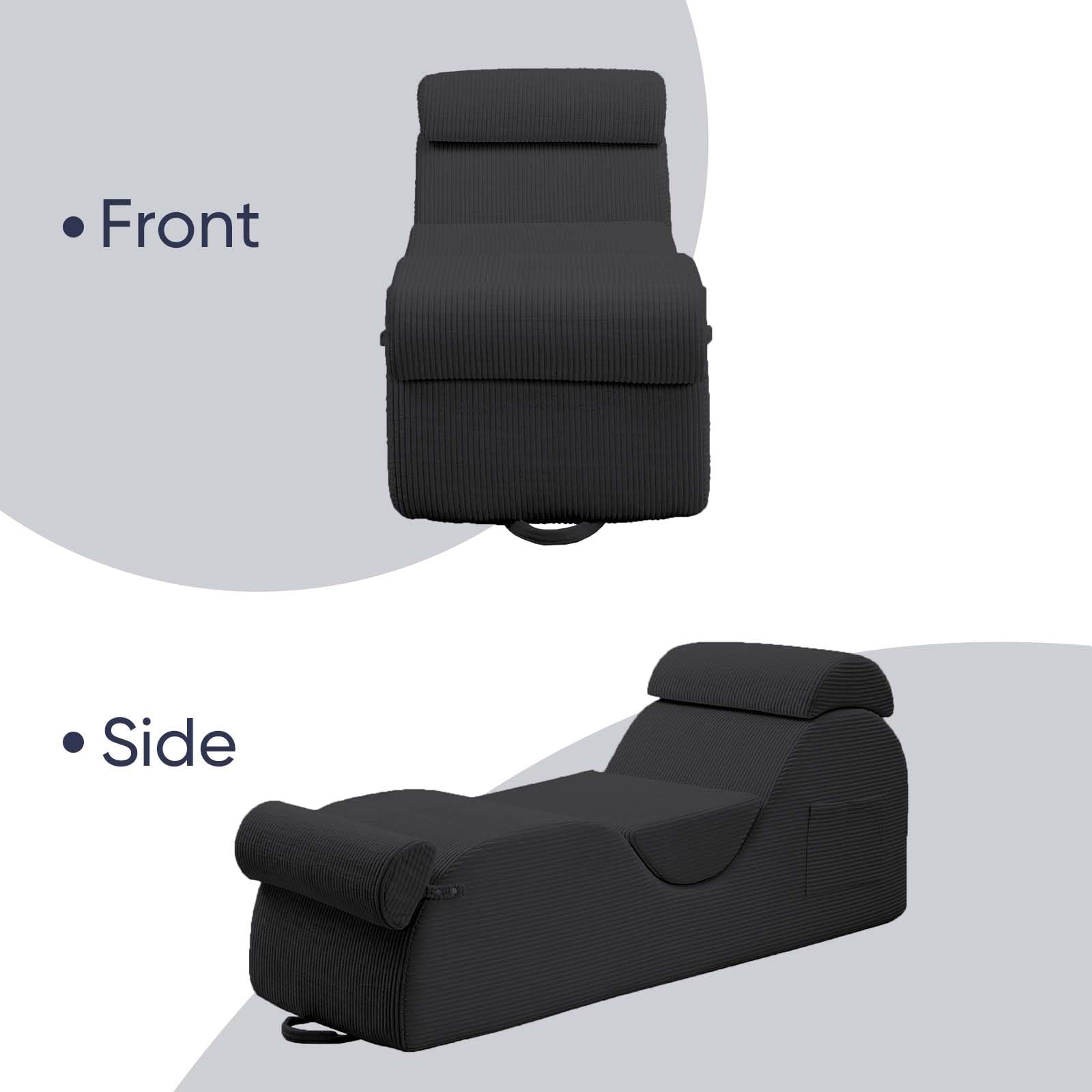 Dark Gray Wide Corduroy Intimate Lounge Chair - Vixen | Nova Network