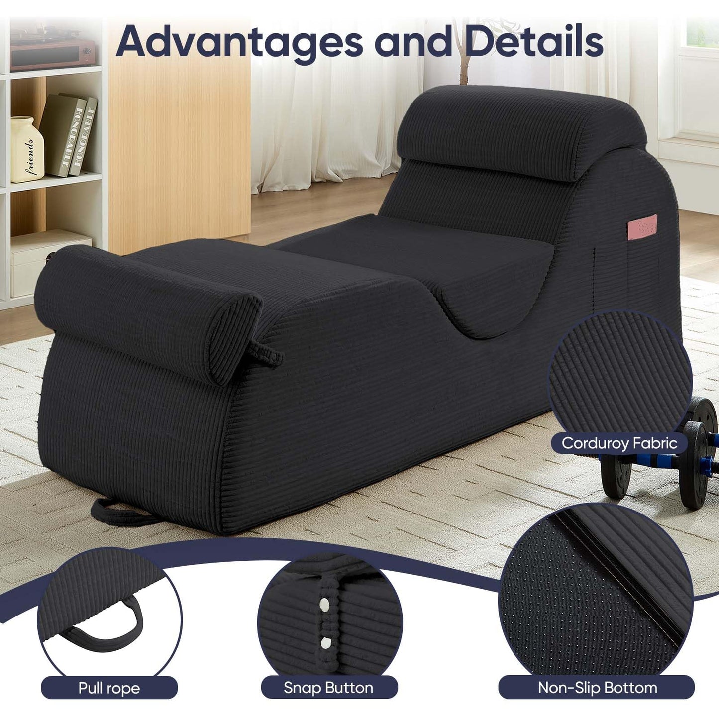 Dark Gray Wide Corduroy Intimate Lounge Chair - Vixen | Nova Network