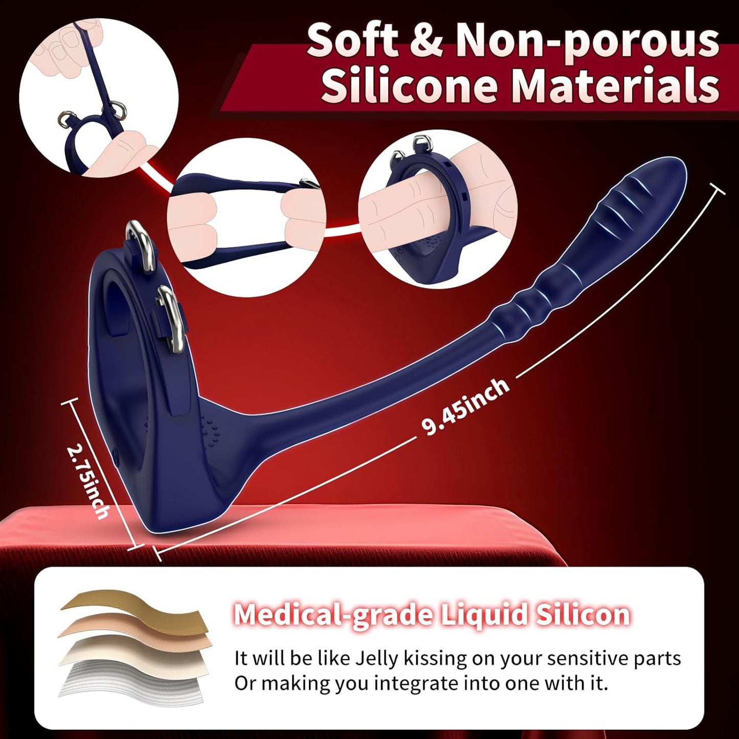 BuckleDown Adjustable Cock Ring Prostate Massager 10 Modes