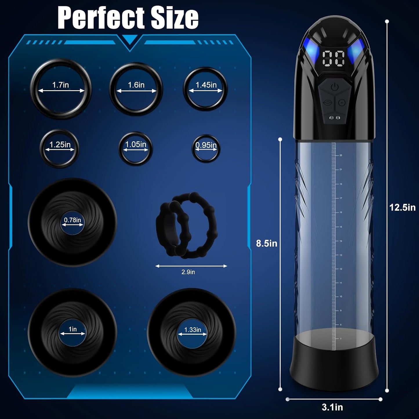 DeciVault Penis Pump | 10 Modes, IPX7 Waterproof, LCD - Vixen Adult Playroom