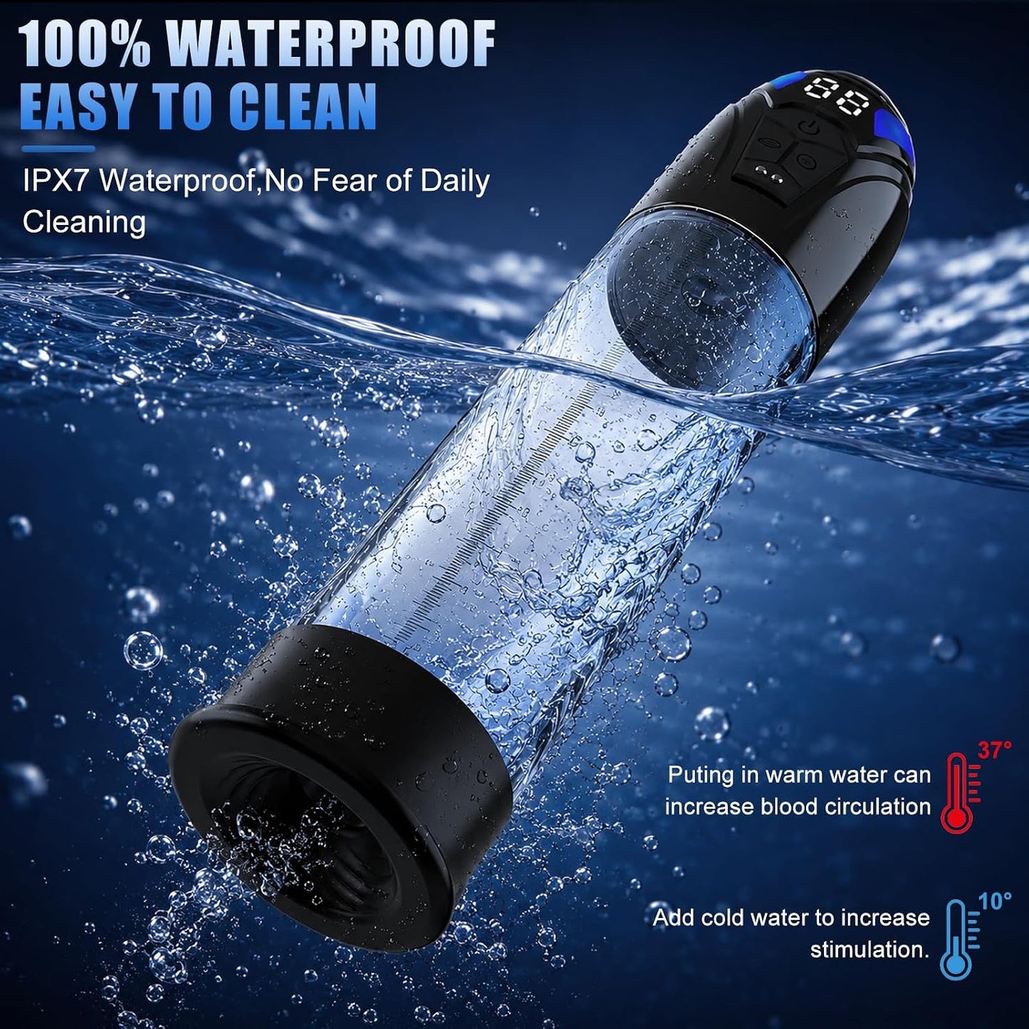 DeciVault Penis Pump | 10 Modes, IPX7 Waterproof, LCD - Vixen Adult Playroom