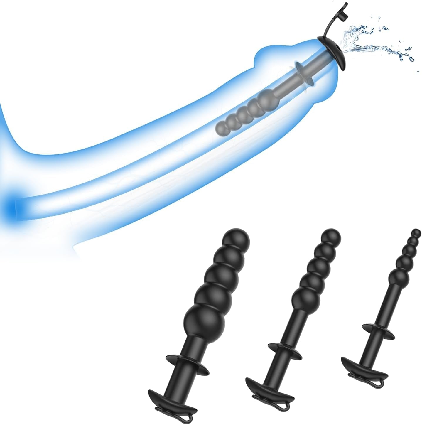 DeepBead 3-Piece Hollow Silicone Beaded Urethral Sound - Vixen | Nova Network