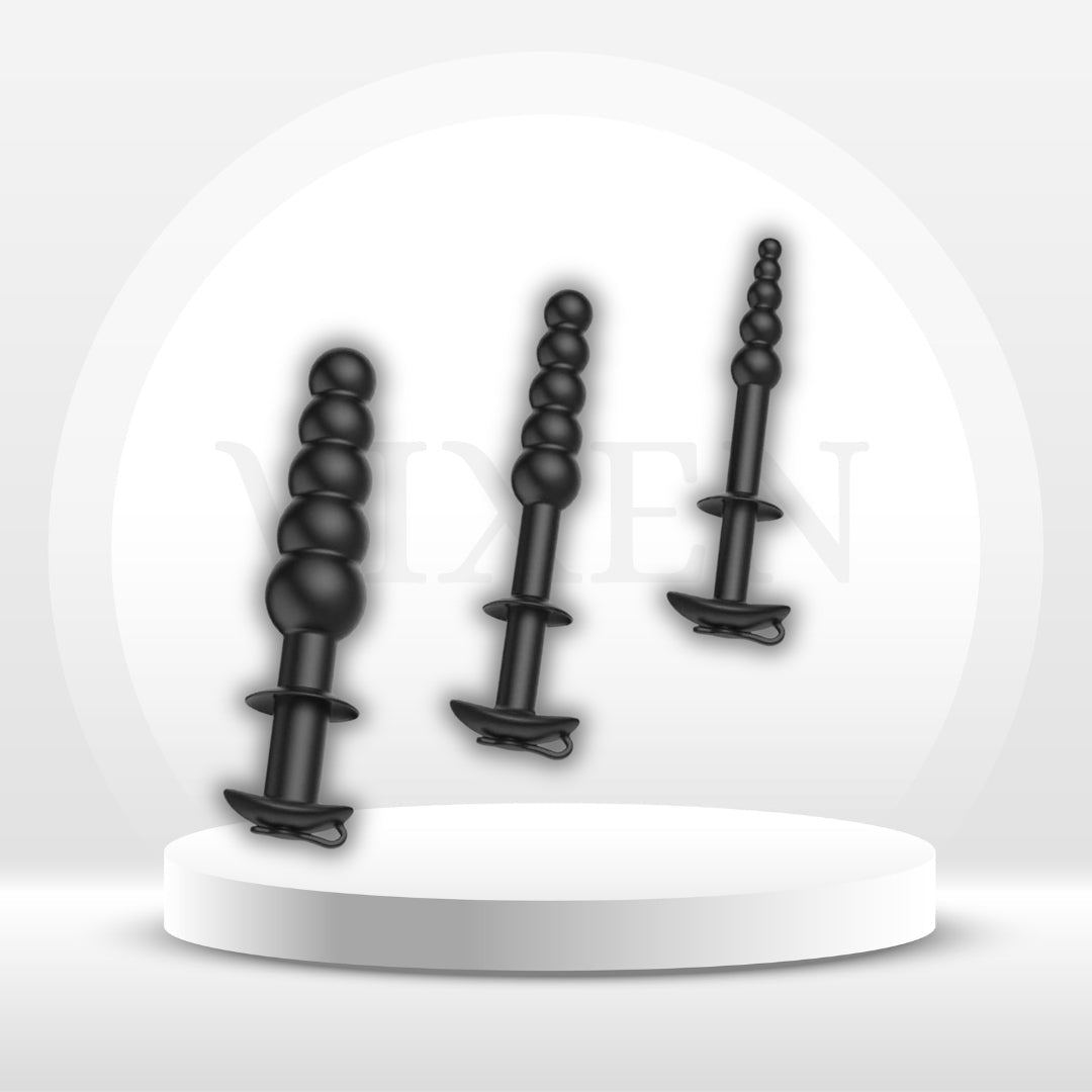 DeepBead 3-Piece Hollow Silicone Beaded Urethral Sound - Vixen | Nova Network