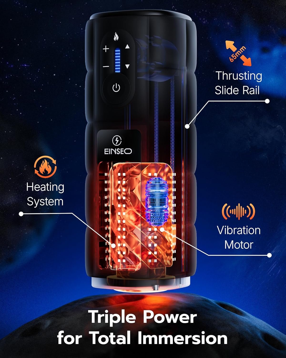 DeepDrive Thrusting Heated Male Masturbator Stroker 65mm Depth - Vixen | Nova Network
