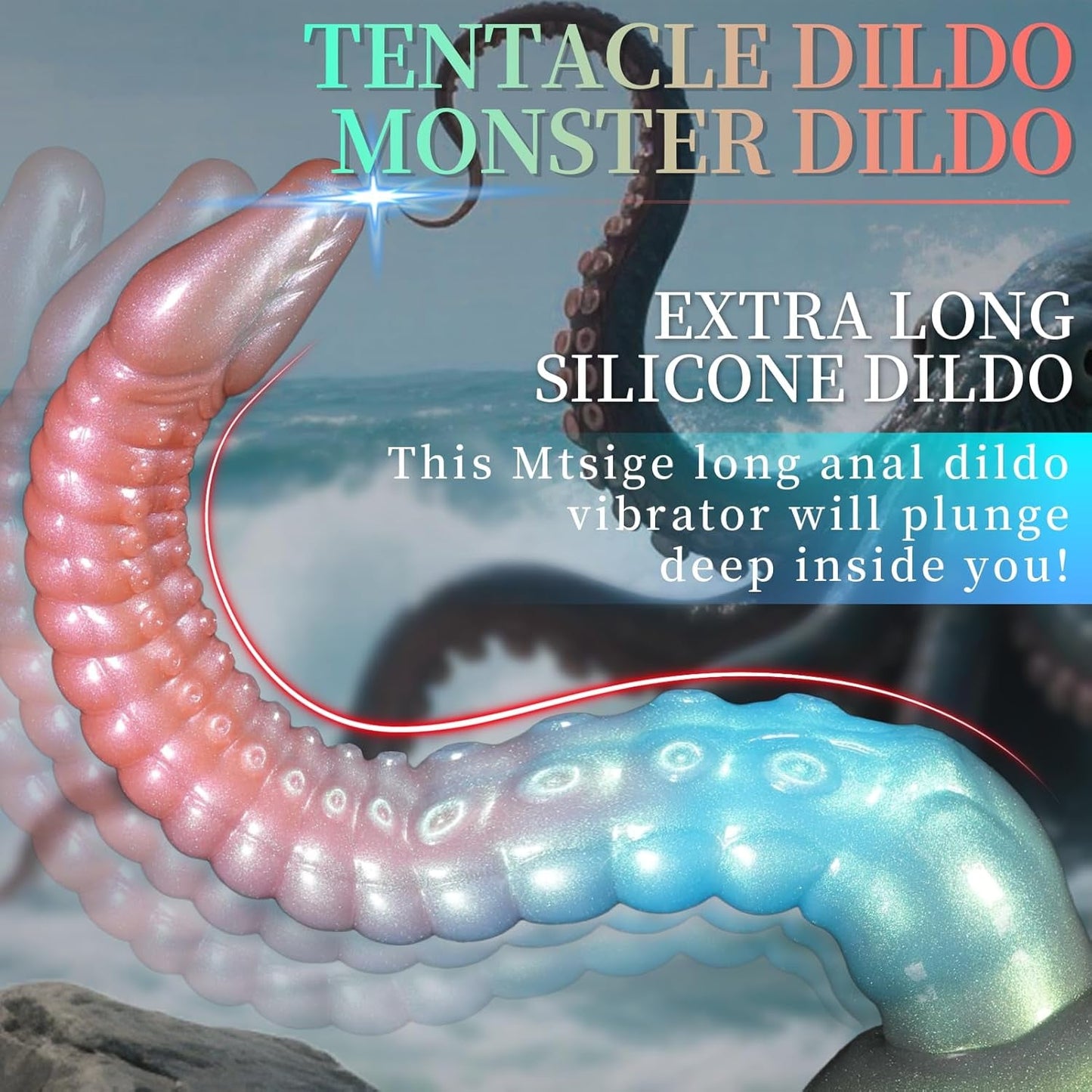 DeepFathom 12.2" Tentacle Dildo Vibrator – Remote Control, 10 Modes - Vixen Adult Playroom