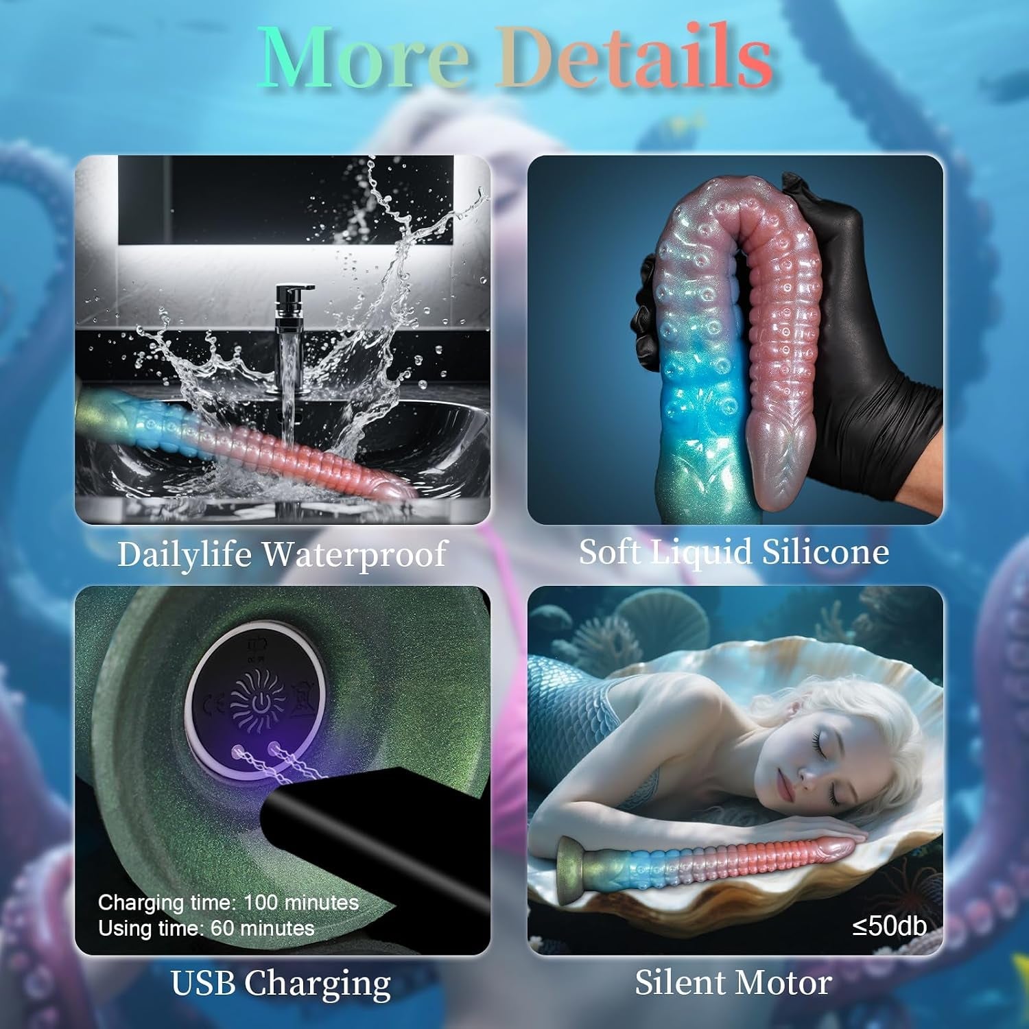 DeepFathom 12.2" Tentacle Dildo Vibrator – Remote Control, 10 Modes - Vixen Adult Playroom