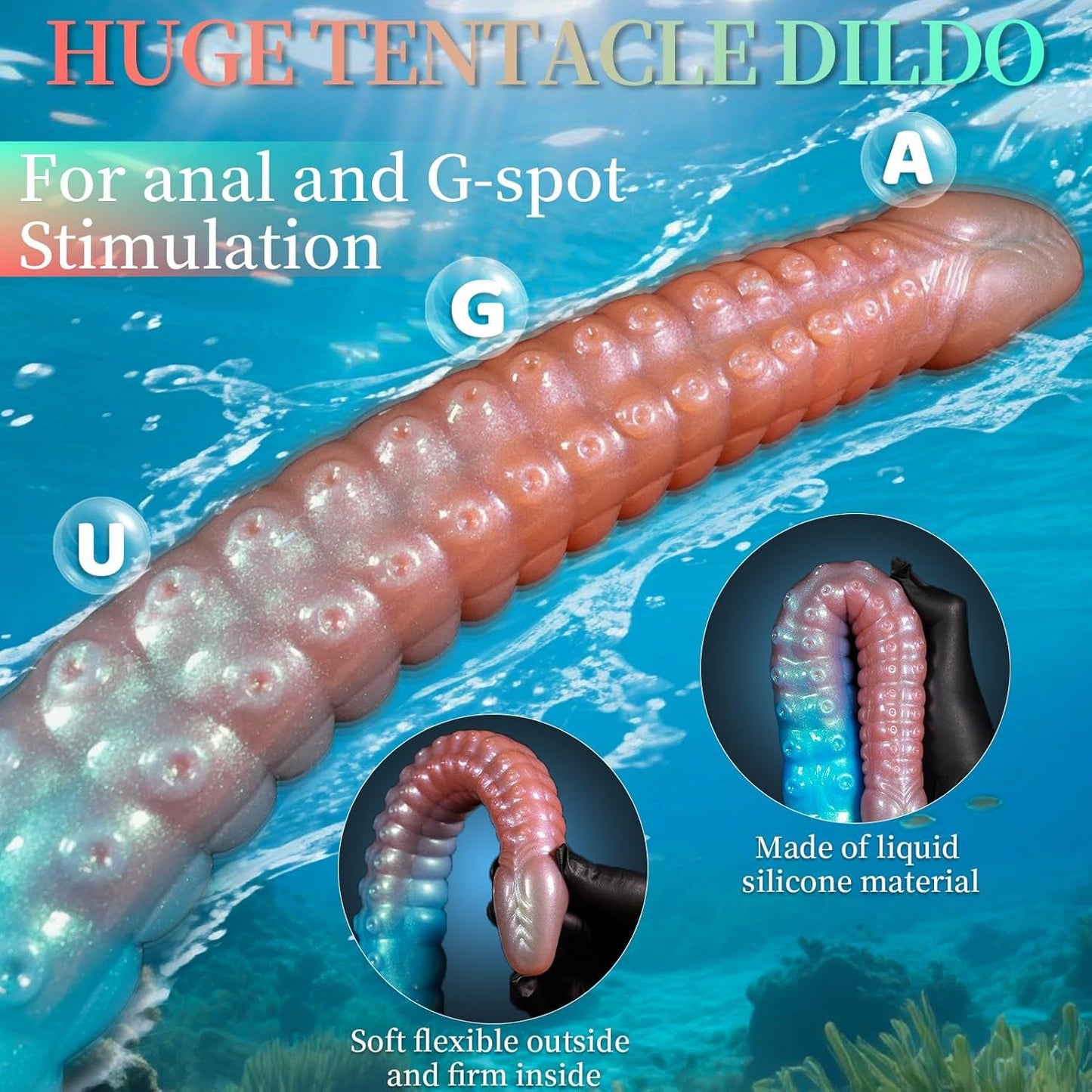 DeepFathom 12.2" Tentacle Dildo Vibrator – Remote Control, 10 Modes - Vixen Adult Playroom