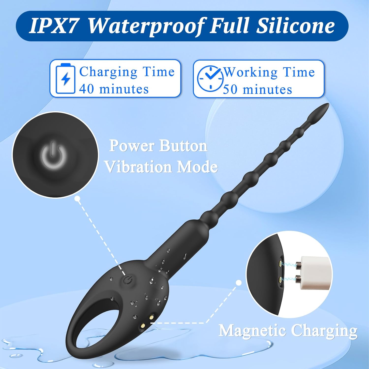 DeepPulse Male Plug Urethral Vibrator - Vixen | Nova Network