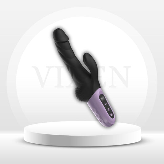 DeepRhythm Thrusting Rabbit Dildo Vibrator – 9 Thrust & 9 Vibrate - Vixen Adult Playroom