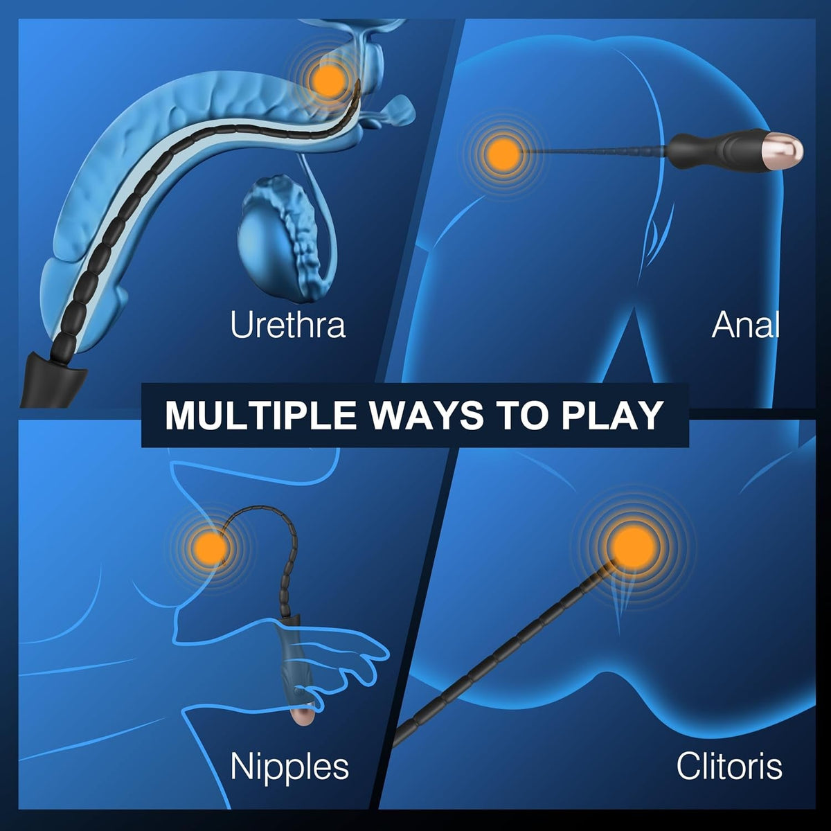 DeepThread Vibrating Penis Plug Urethral Sounding Rod with 10 Modes - Vixen Adult Playroom