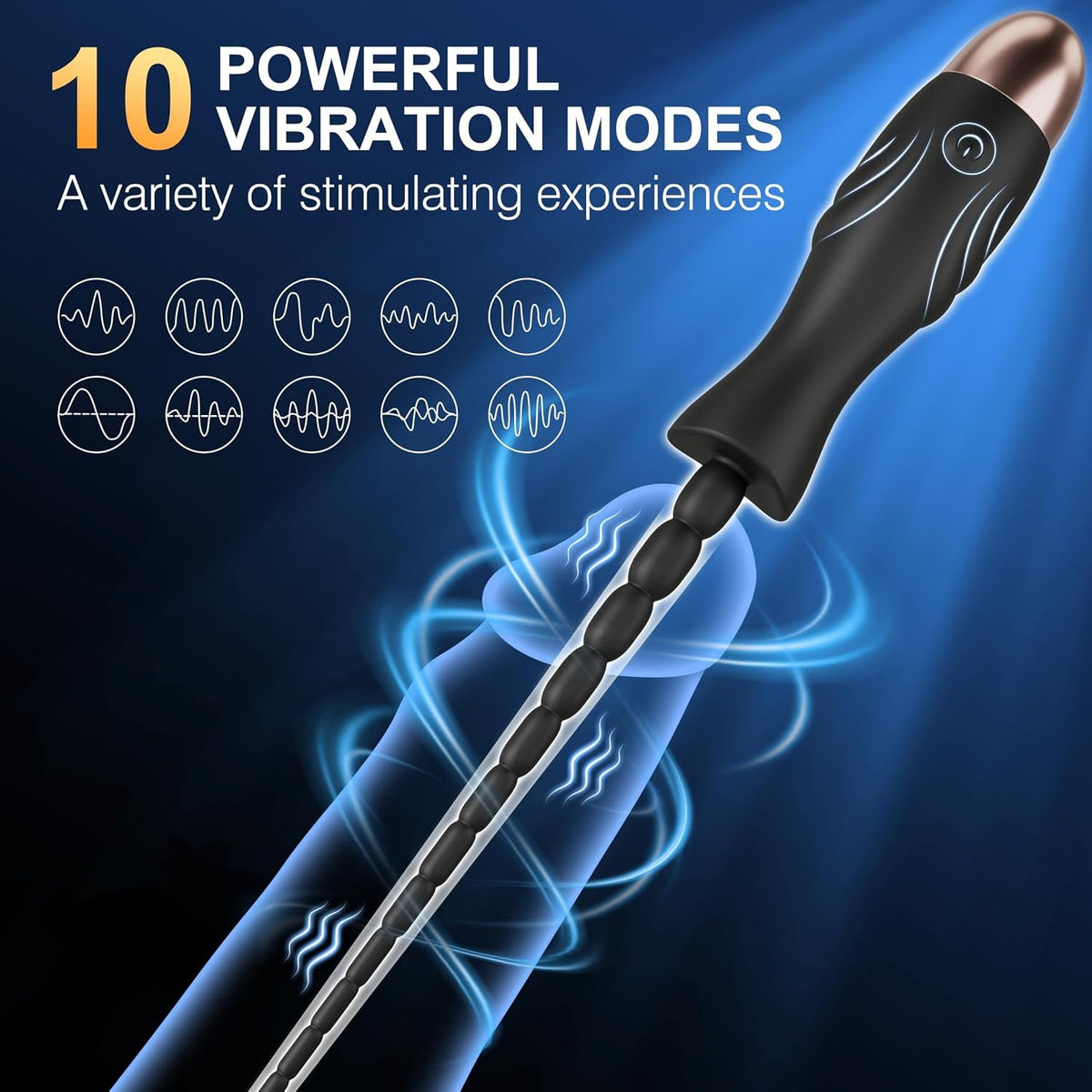 DeepThread Vibrating Penis Plug Urethral Sounding Rod with 10 Modes - Vixen Adult Playroom