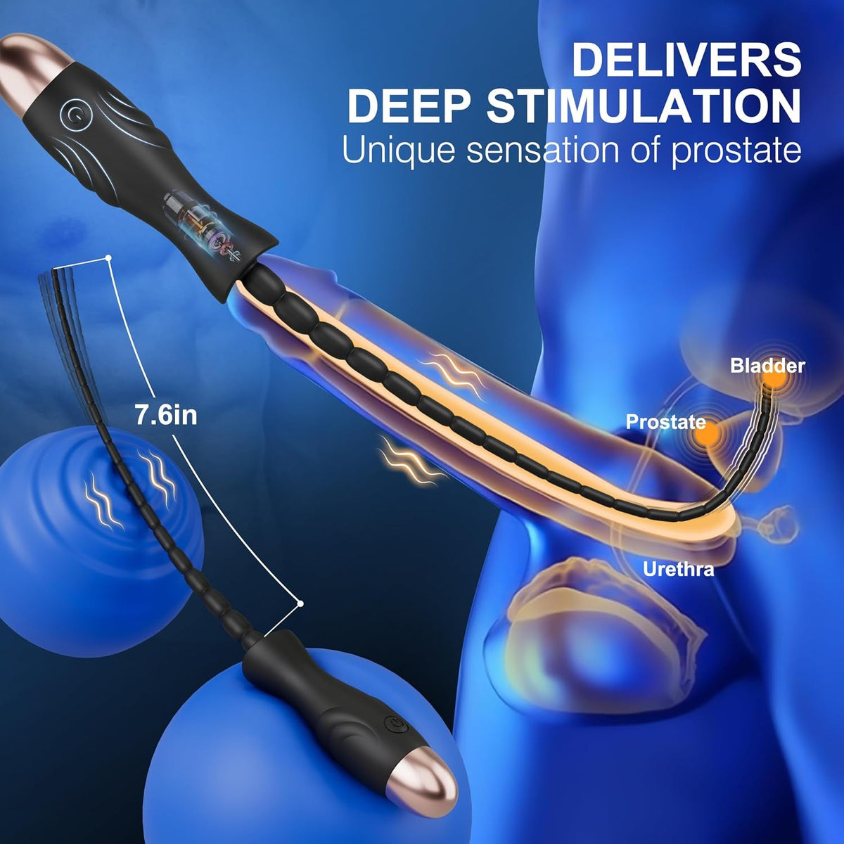 DeepThread Vibrating Penis Plug Urethral Sounding Rod with 10 Modes - Vixen Adult Playroom