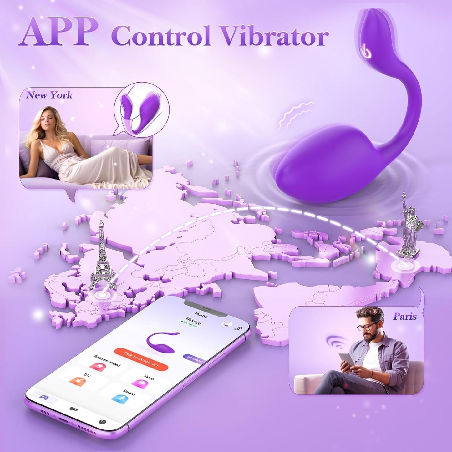 Dildo AI Sync Vibrator Sex Toys - Wearable Panty Vibrating Egg Vibrators with 9 Modes, APP Control, G Spot Clitoral Anal Butt Plug Unisex Adult Sex Toy for Women Men Couples Long Distance - Vixen | Nova Network