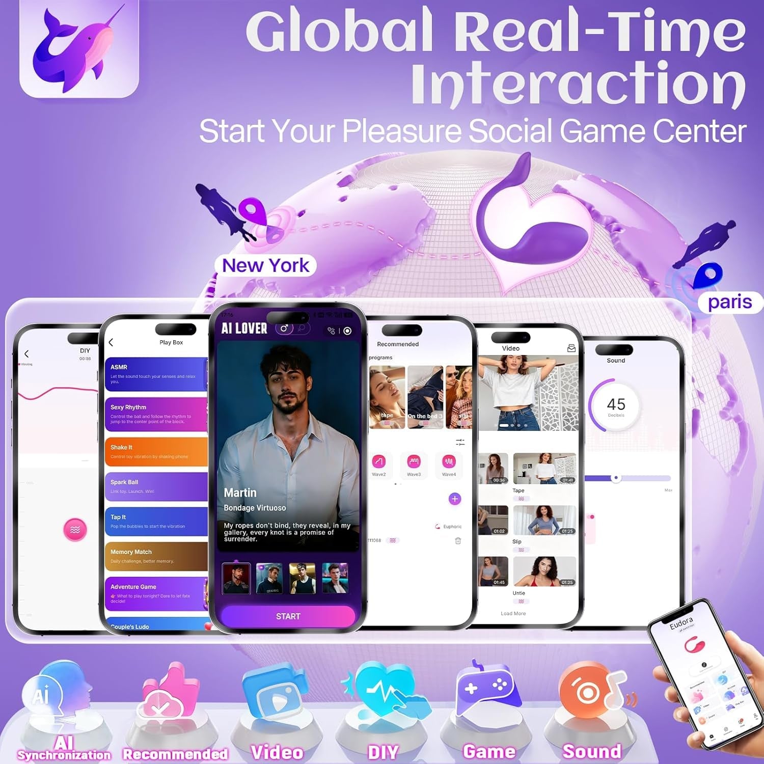 Dildo AI Sync Vibrator Sex Toys - Wearable Panty Vibrating Egg Vibrators with 9 Modes, APP Control, G Spot Clitoral Anal Butt Plug Unisex Adult Sex Toy for Women Men Couples Long Distance - Vixen | Nova Network