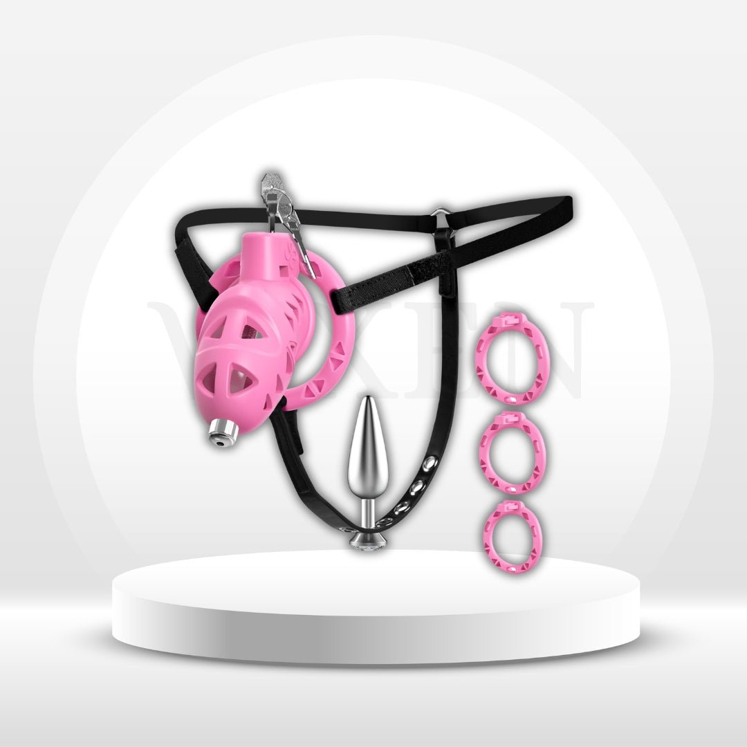DominaRose Extreme BDSM Male Chastity Cage Harness - Vixen | Nova Network