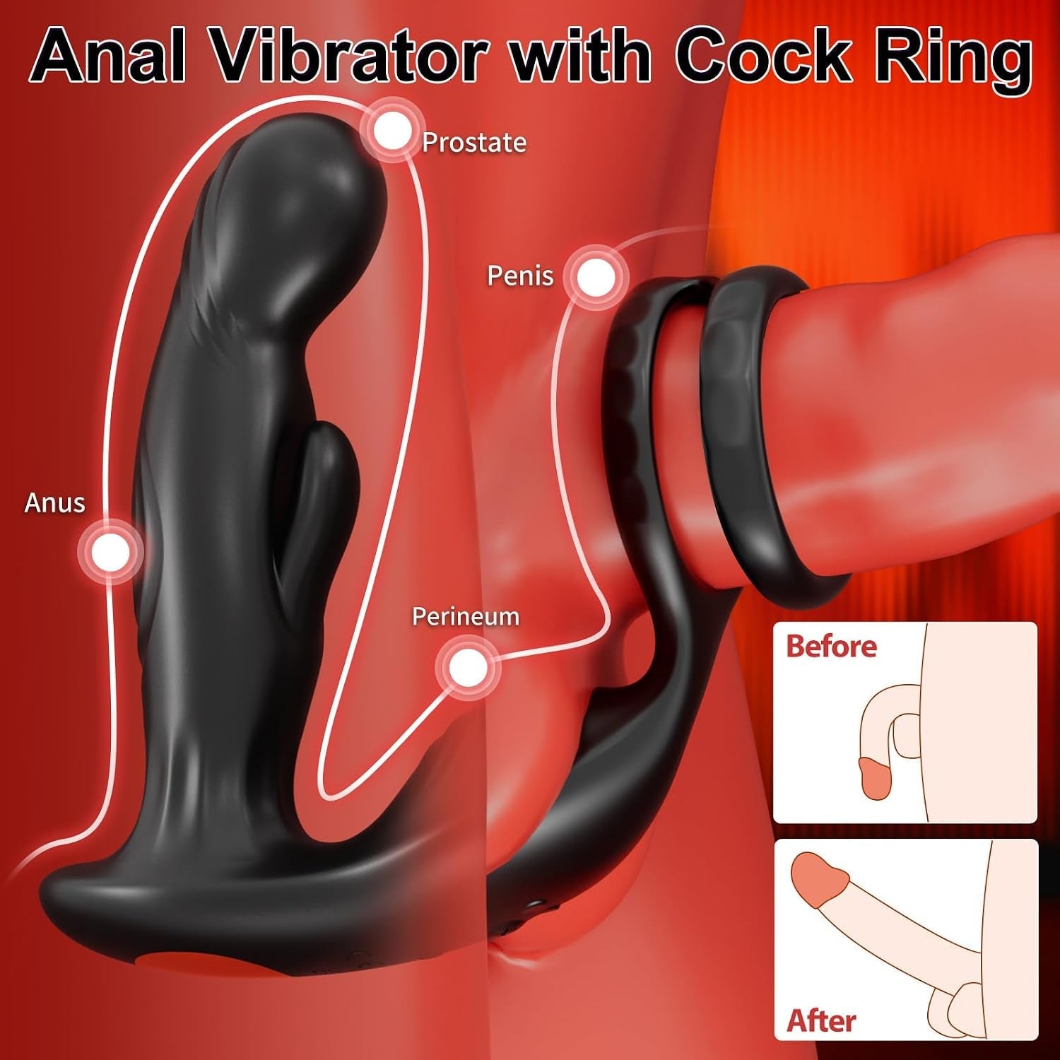 DominionRing Wiggling Prostate Massager – App Remote, 10x10 Modes - Vixen Adult Playroom