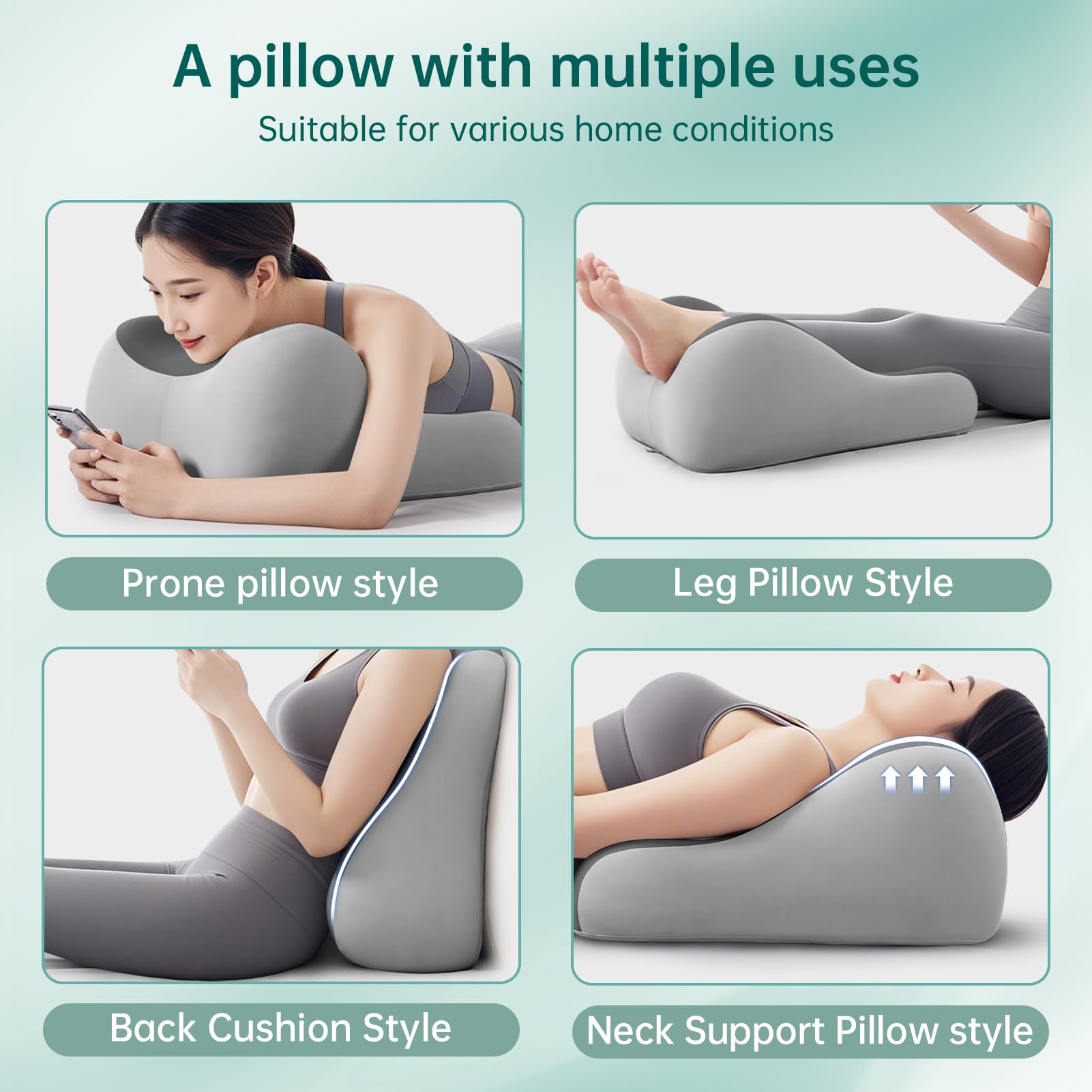 Double Gray Couples Intimacy Wedge Pillow - Vixen | Nova Network