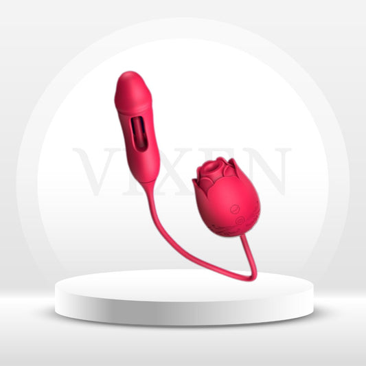 DoubleTrouble Rose Flapping Vibrator & Clitoral Suction - Vixen | Nova Network