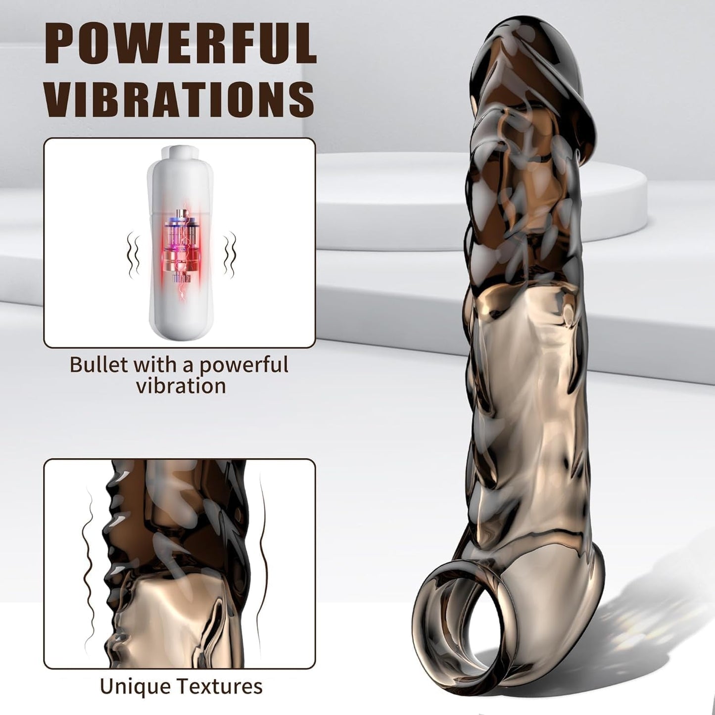 DragonVibe Vibrating Penis Sleeve with Cock Ring – 3.6" Extender - Vixen Adult Playroom