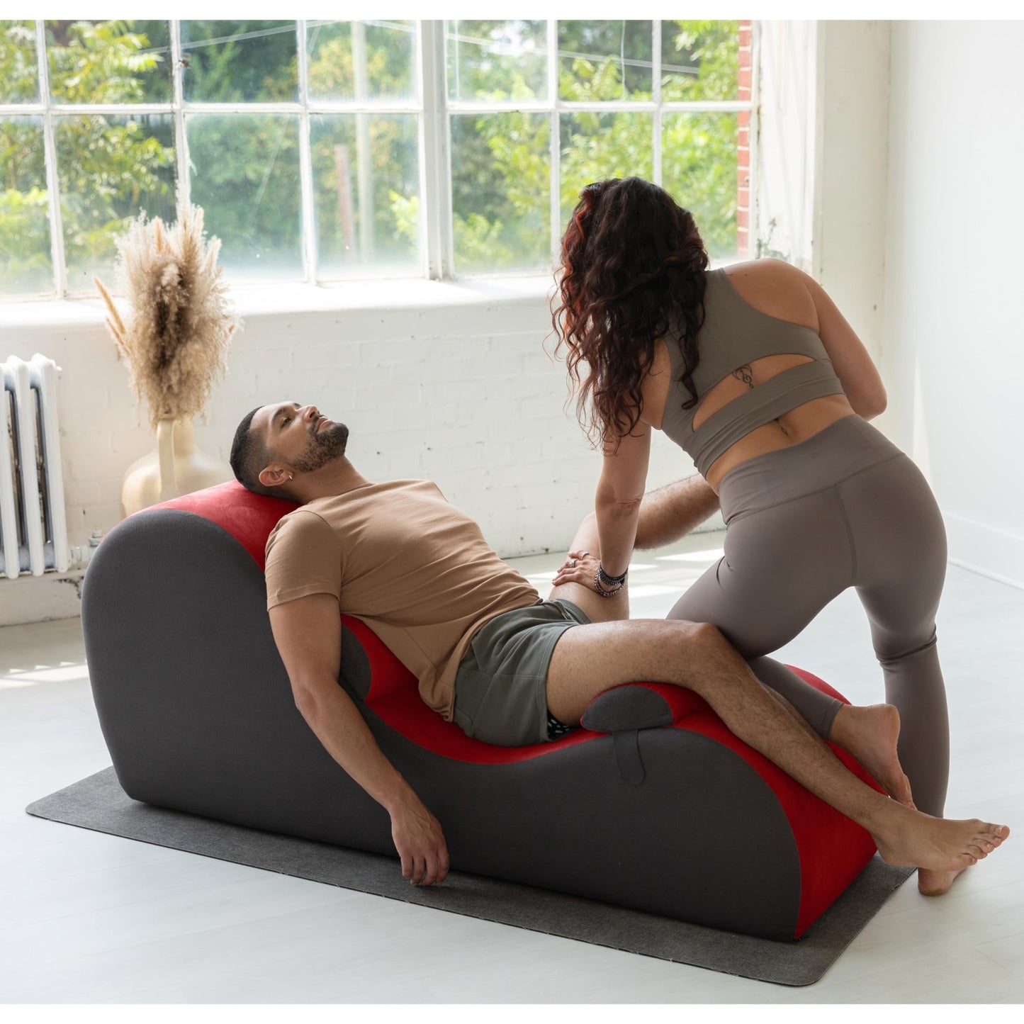 Dual - Handle Adjustable Intimacy Chaise - Red & Gray - Vixen | Nova Network