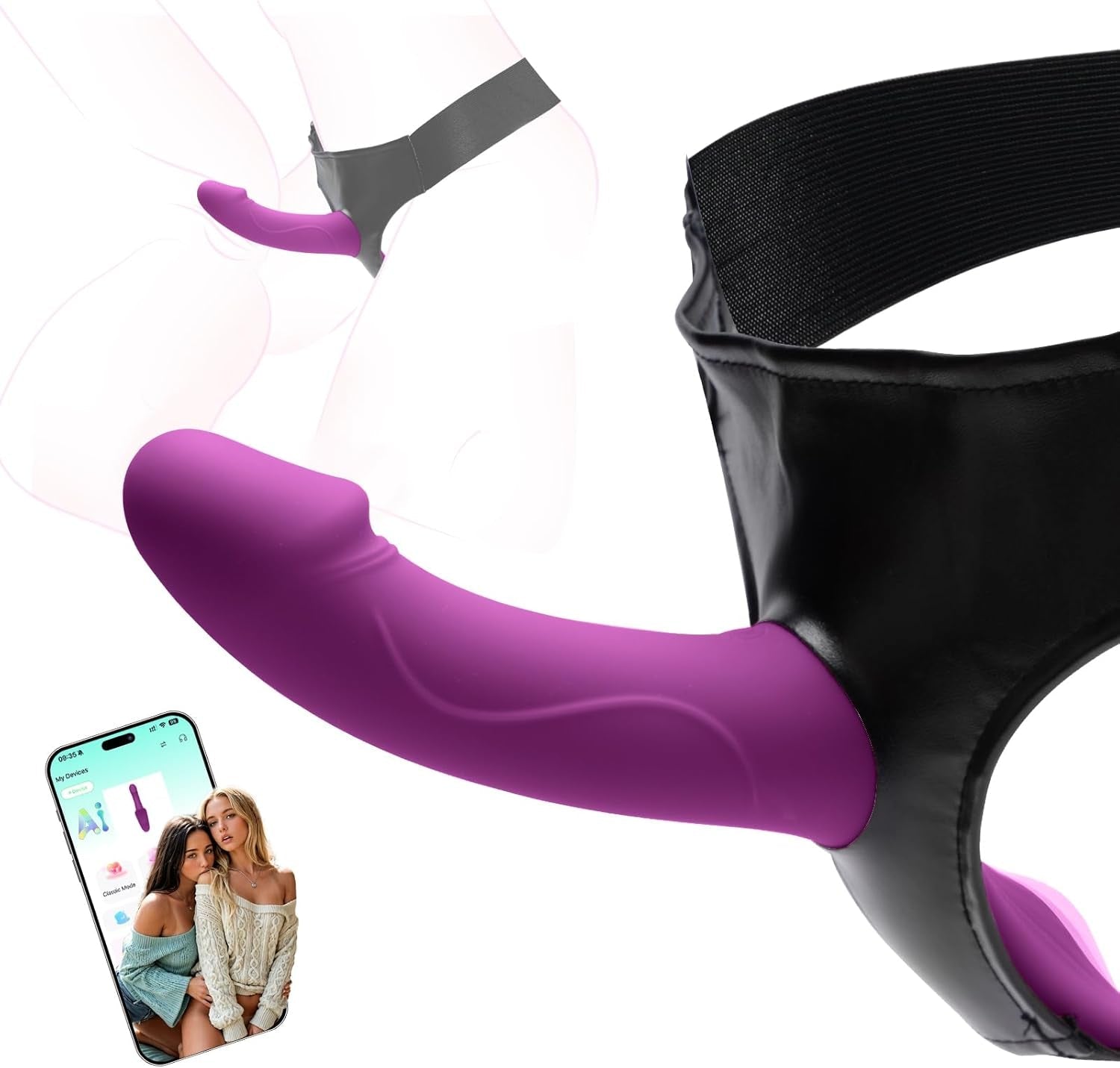 DualBliss App-Control Vibrating Strap-On Dildo Harness - Vixen | Nova Network