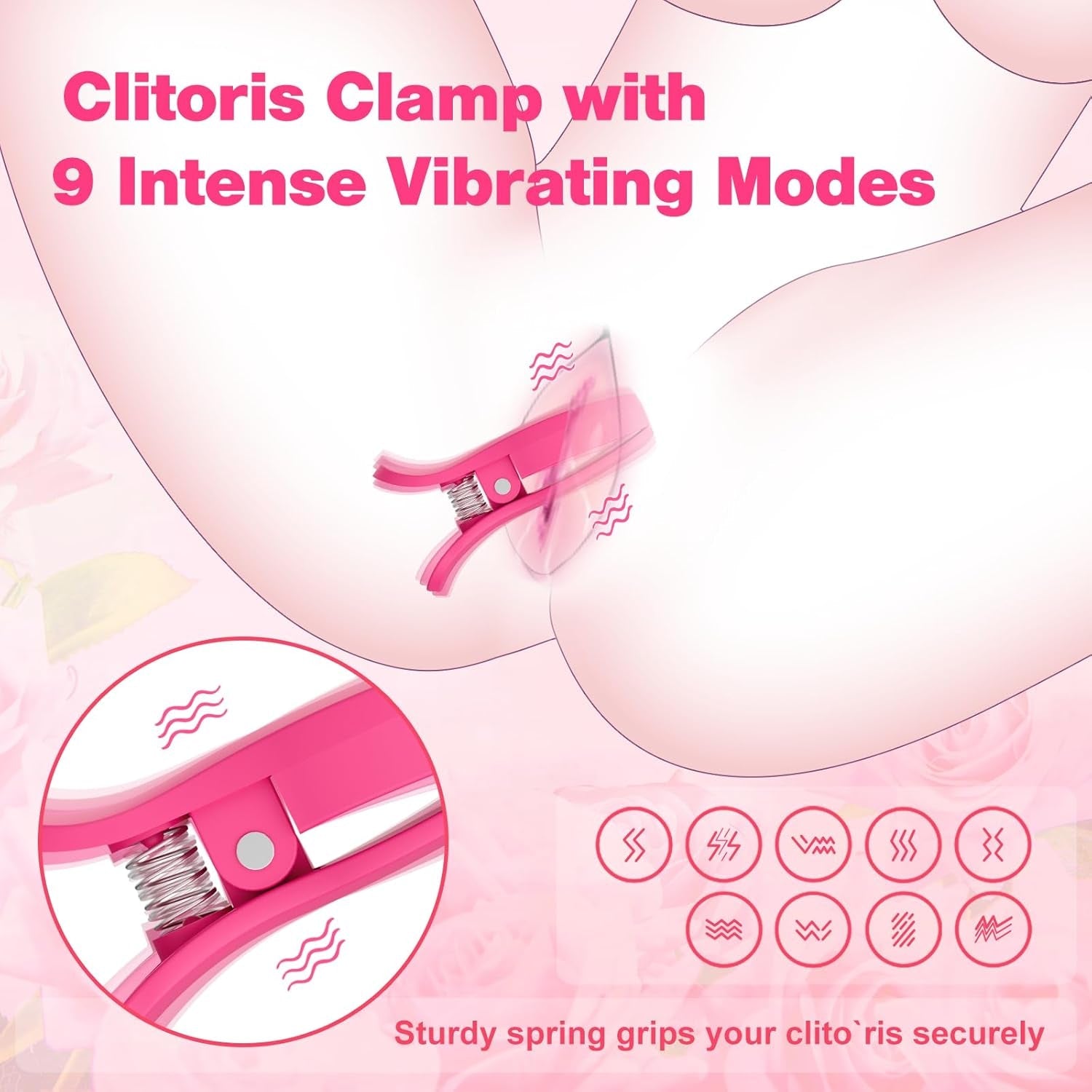 DualClasp Vibrating Nipple & Clitoral Clamps – 9 Modes, IPX6 - Vixen Adult Playroom