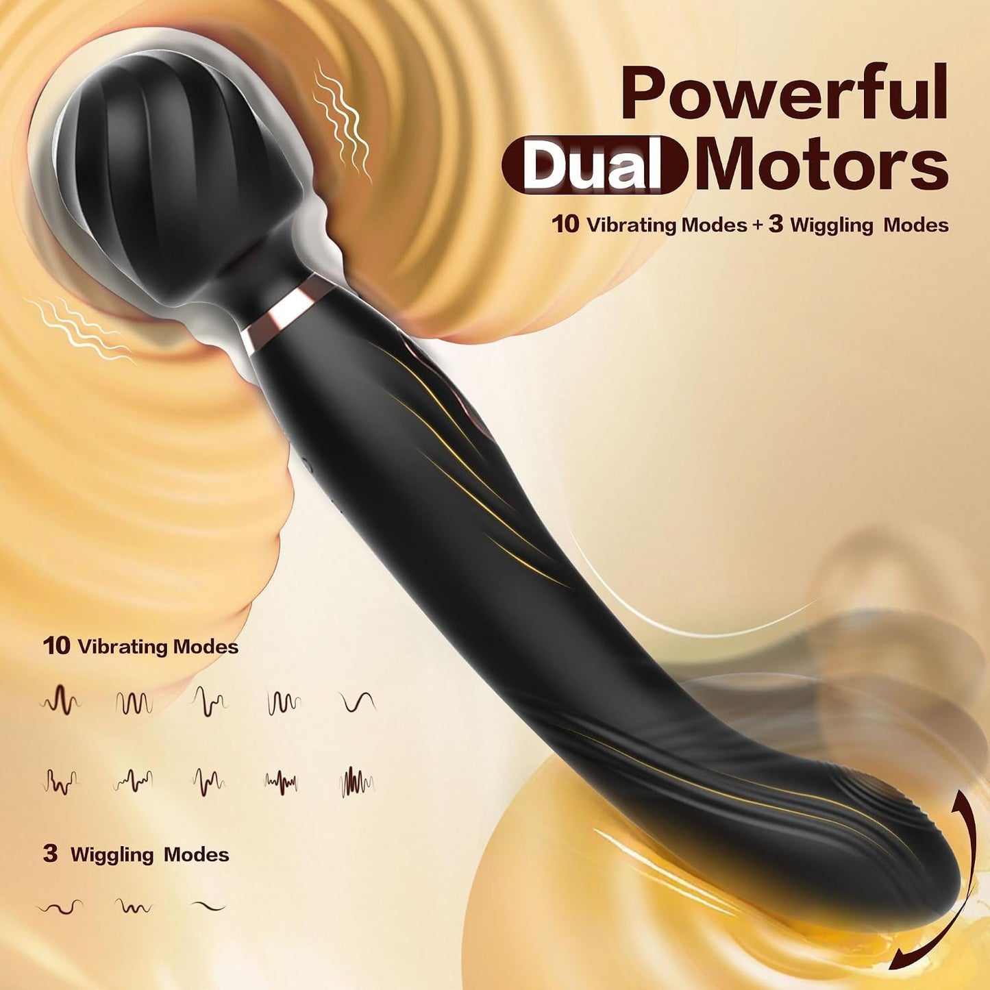 DualCrest Dual-Headed G-Spot Wand – 10 Vibrating & 3 Wiggling Modes - Vixen Adult Playroom