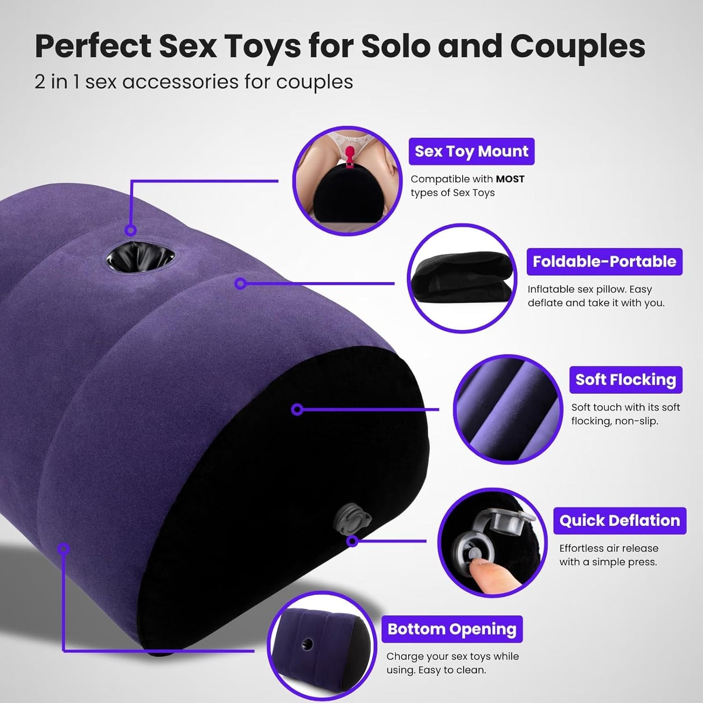 DualPlay 2-in-1 Inflatable Sex Pillow & Toy Mount – Holds 300 lbs - Vixen Adult Playroom