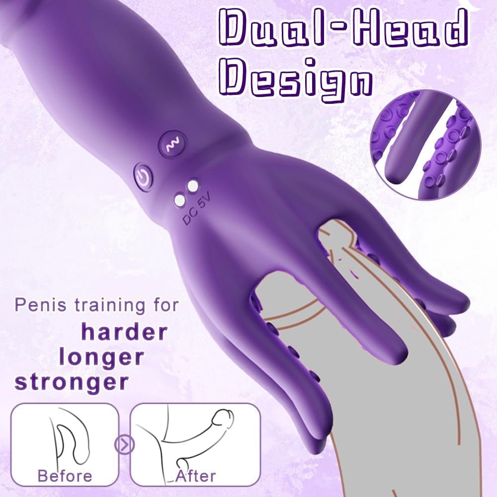 DualSense 2-in-1 Thrusting Dildo & Glans Trainer – 3 Thrust, 6 Vibe - Vixen Adult Playroom
