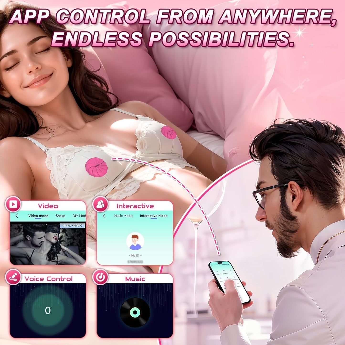 DuetCommand App-Control Vibrating Nipple Clamps – 9 Modes - Vixen Adult Playroom
