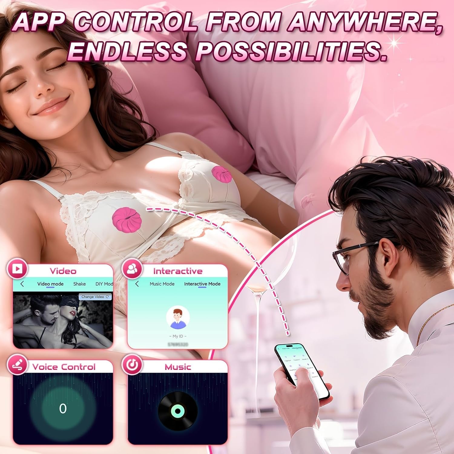 DuetCommand App-Control Vibrating Nipple Clamps – 9 Modes - Vixen Adult Playroom