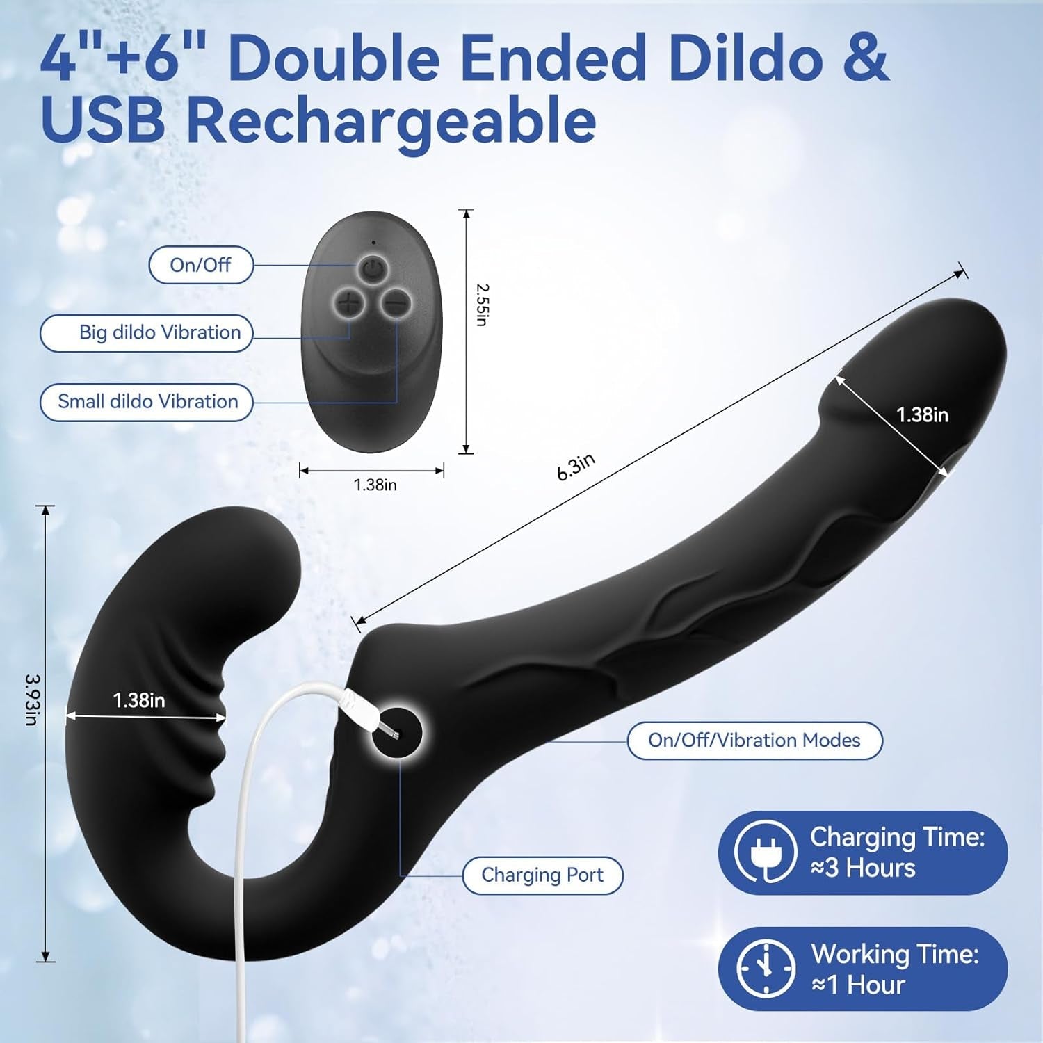 DuoCurve Strapless Strap - On Double Dildo Vibrator - Vixen | Nova Network