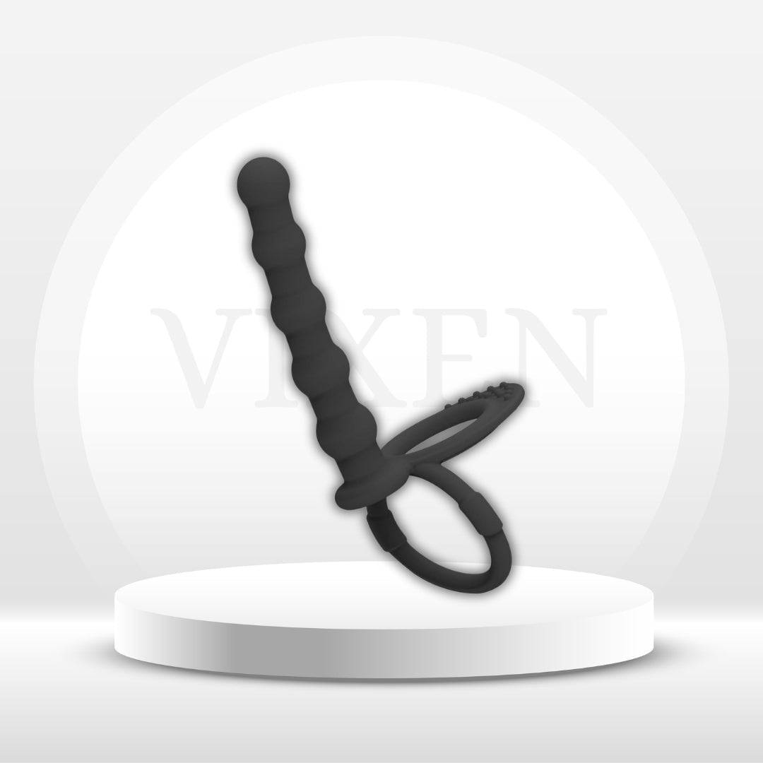 DuoPlay Silicone Beads Anal Plug Cock Ring - Vixen | Nova Network