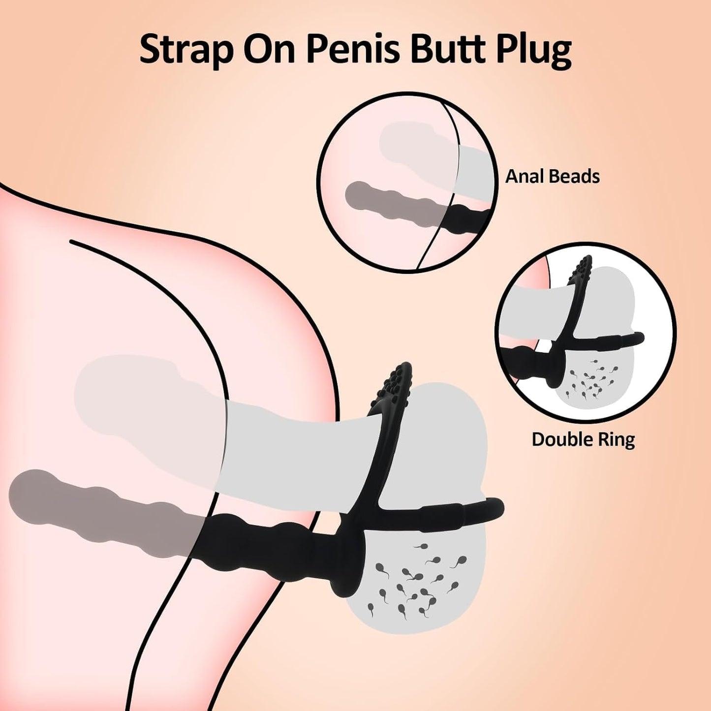 DuoPlay Silicone Beads Anal Plug Cock Ring - Vixen | Nova Network