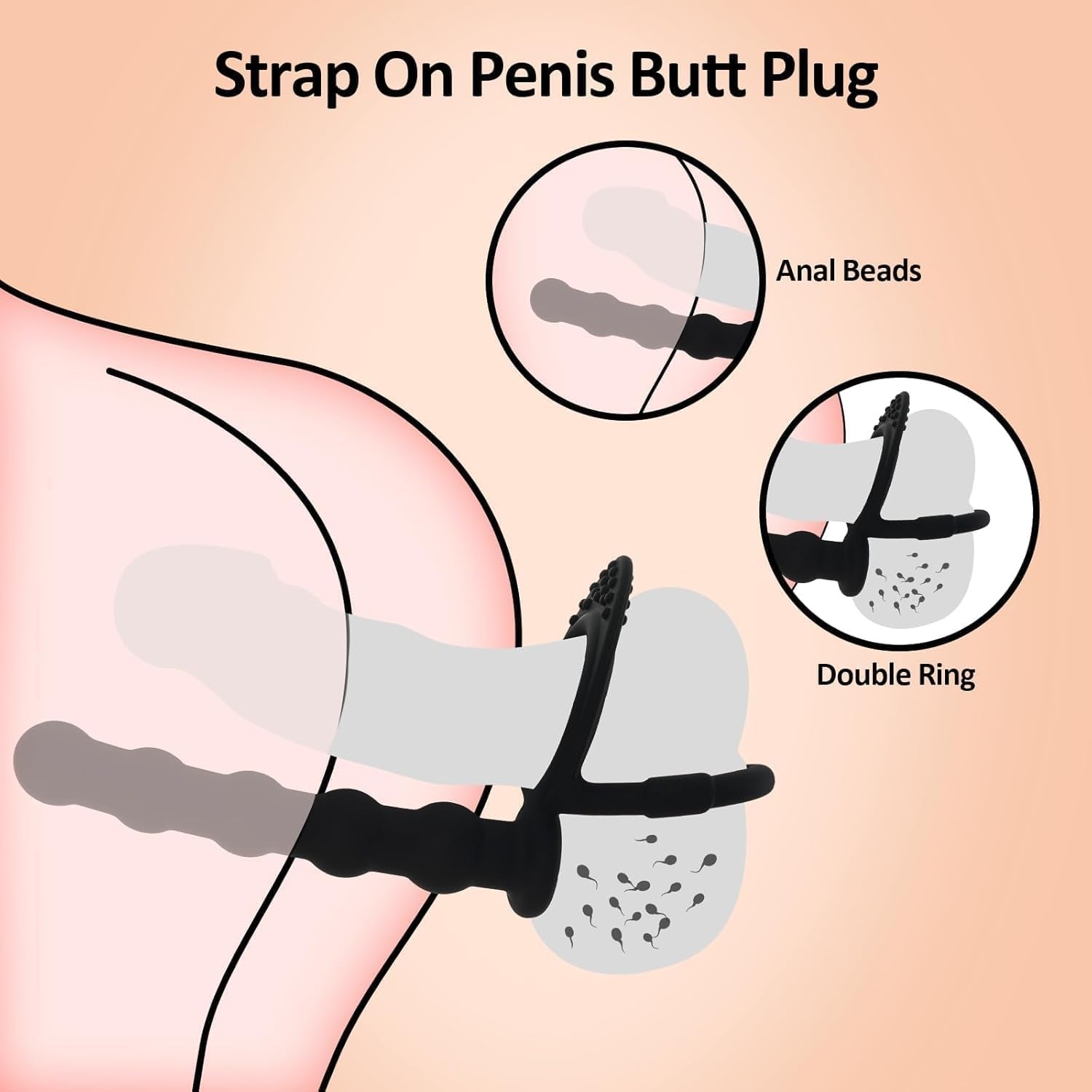 DuoPlay Silicone Beads Anal Plug Cock Ring - Vixen | Nova Network