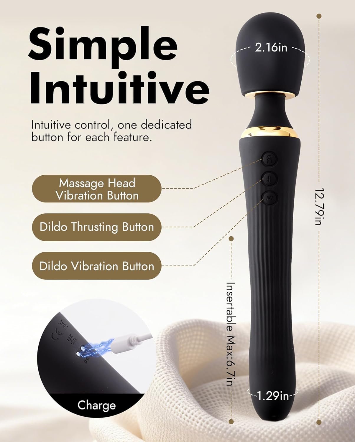 DuoThrust App Control Thrusting Wand Dildo Vibrator - Vixen | Nova Network