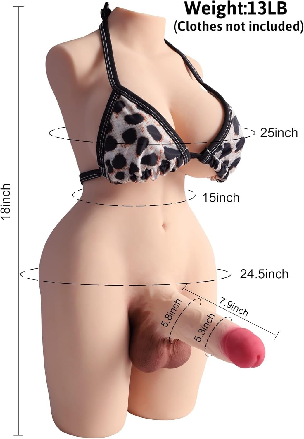 DuoX Trans Torso Sex Doll | 7.5" Dildo & Breasts - Vixen Adult Playroom