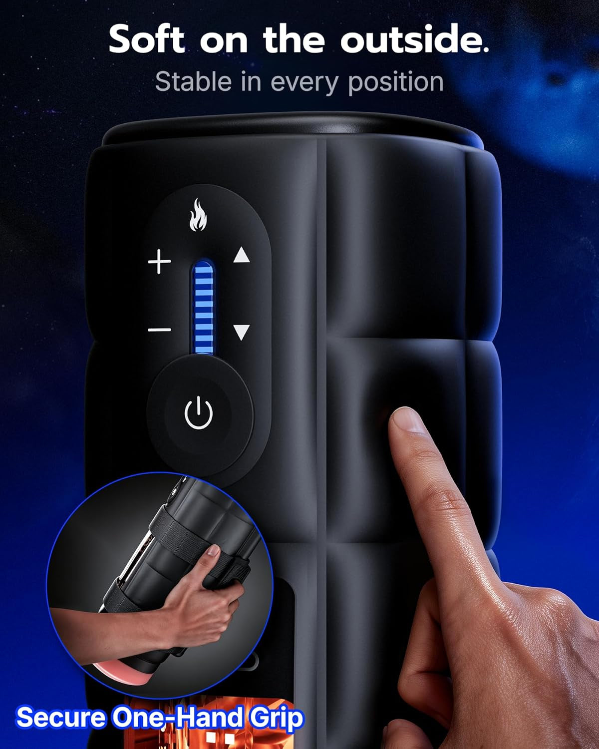 DeepDrive Thrusting Heated Male Masturbator Stroker 65mm Depth