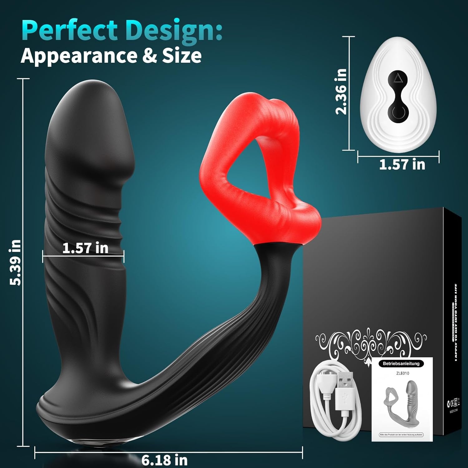 CrimsonLips Prostate Massager Cock Ring 9+9 Modes