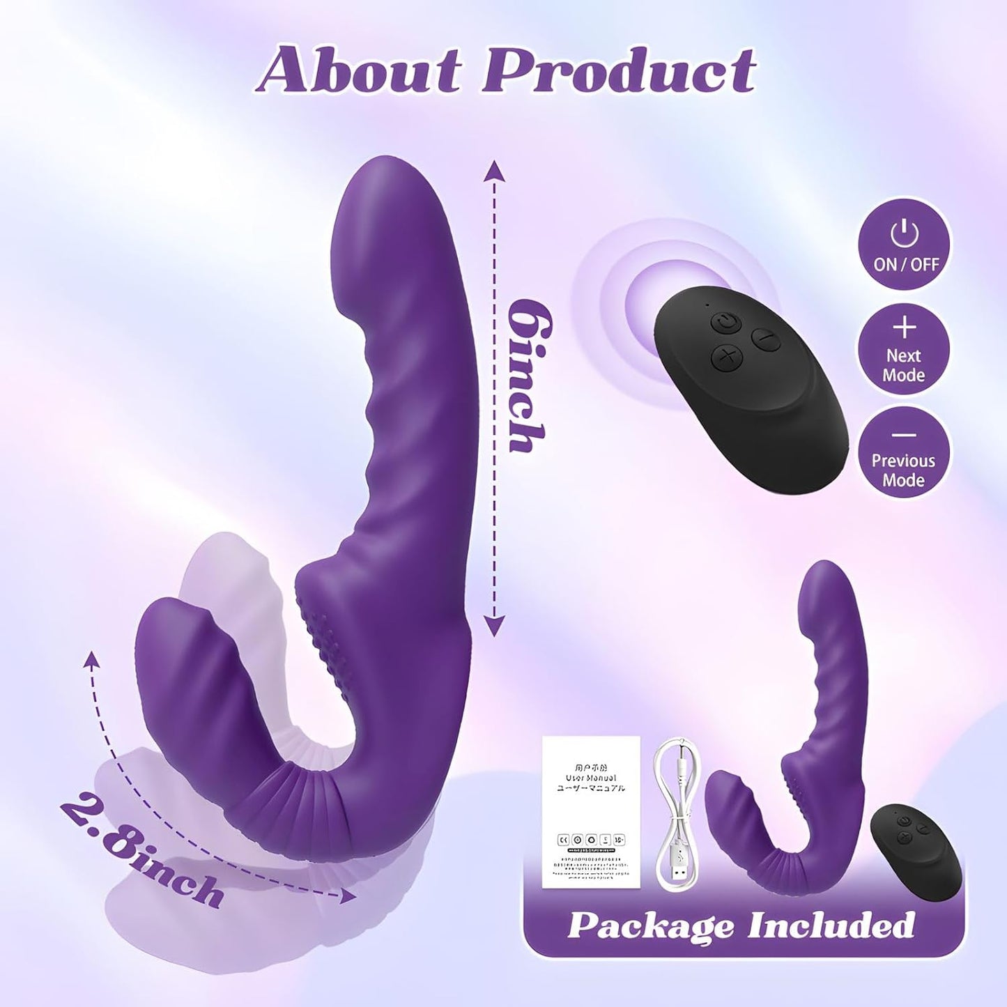 EchoNoir Strapless Strap - On Dual Eneded Vibrator - Vixen | Nova Network