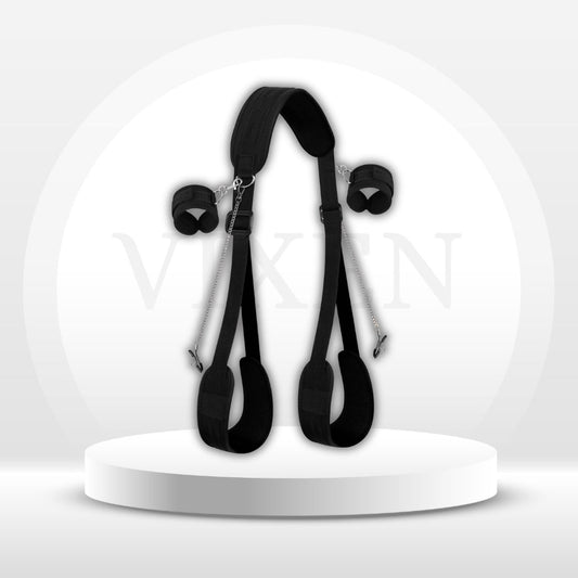 EffortlessAngle Neck-to-Thigh Bondage Sling – Cuffs & Nipple Clamps - Vixen Adult Playroom