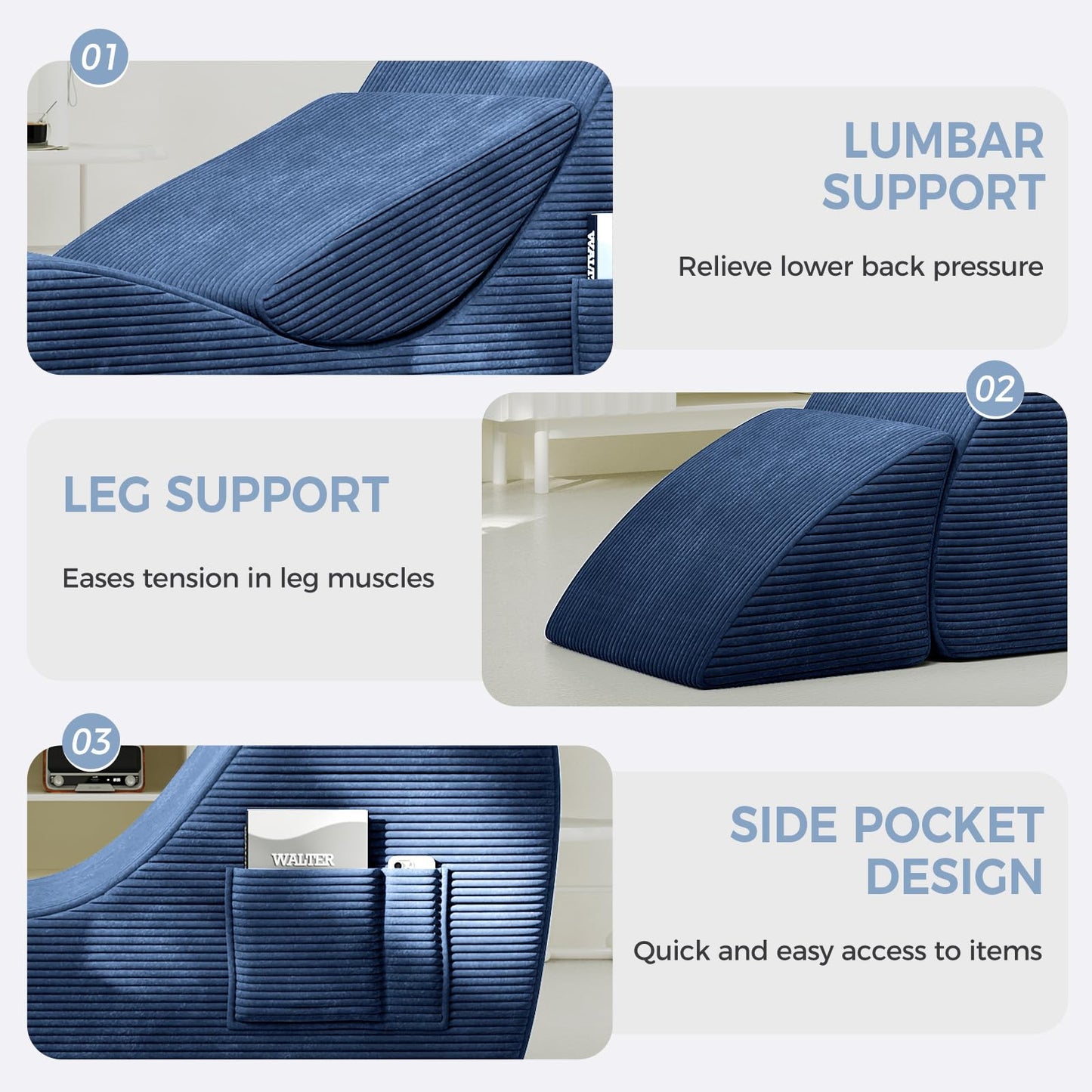 Ergonomic Blue Pleasure Lounge Chaise - Vixen | Nova Network