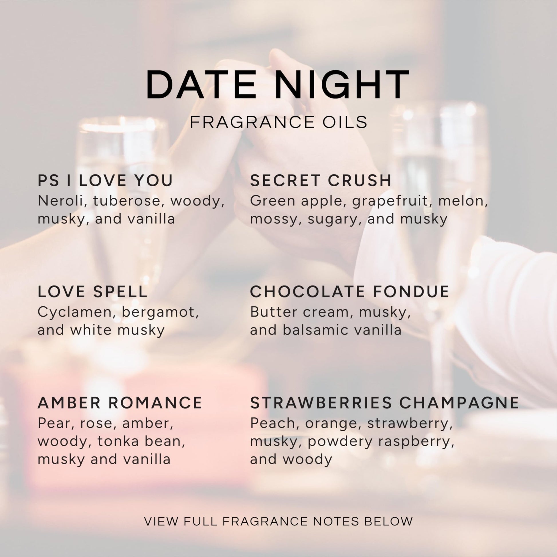 Eternal Essence Oils Date Night Set of 6 Premium Fragrance Oils - Includes PS I Love You, Amber Romance, Secret Crush, Chocolate Fondue, Strawberry Champagne, and Love Spell Scented Oils - 10ML - Vixen | Nova Network