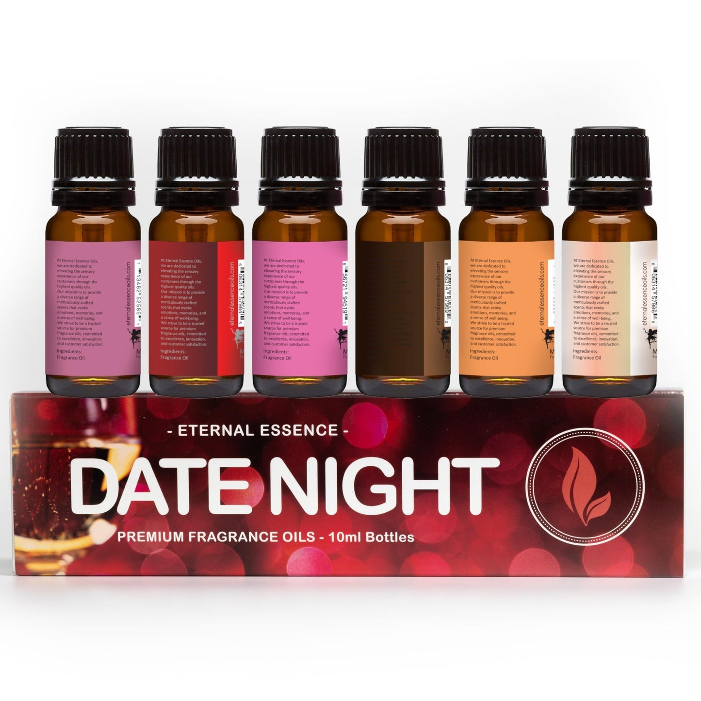 Eternal Essence Oils Date Night Set of 6 Premium Fragrance Oils - Includes PS I Love You, Amber Romance, Secret Crush, Chocolate Fondue, Strawberry Champagne, and Love Spell Scented Oils - 10ML - Vixen | Nova Network