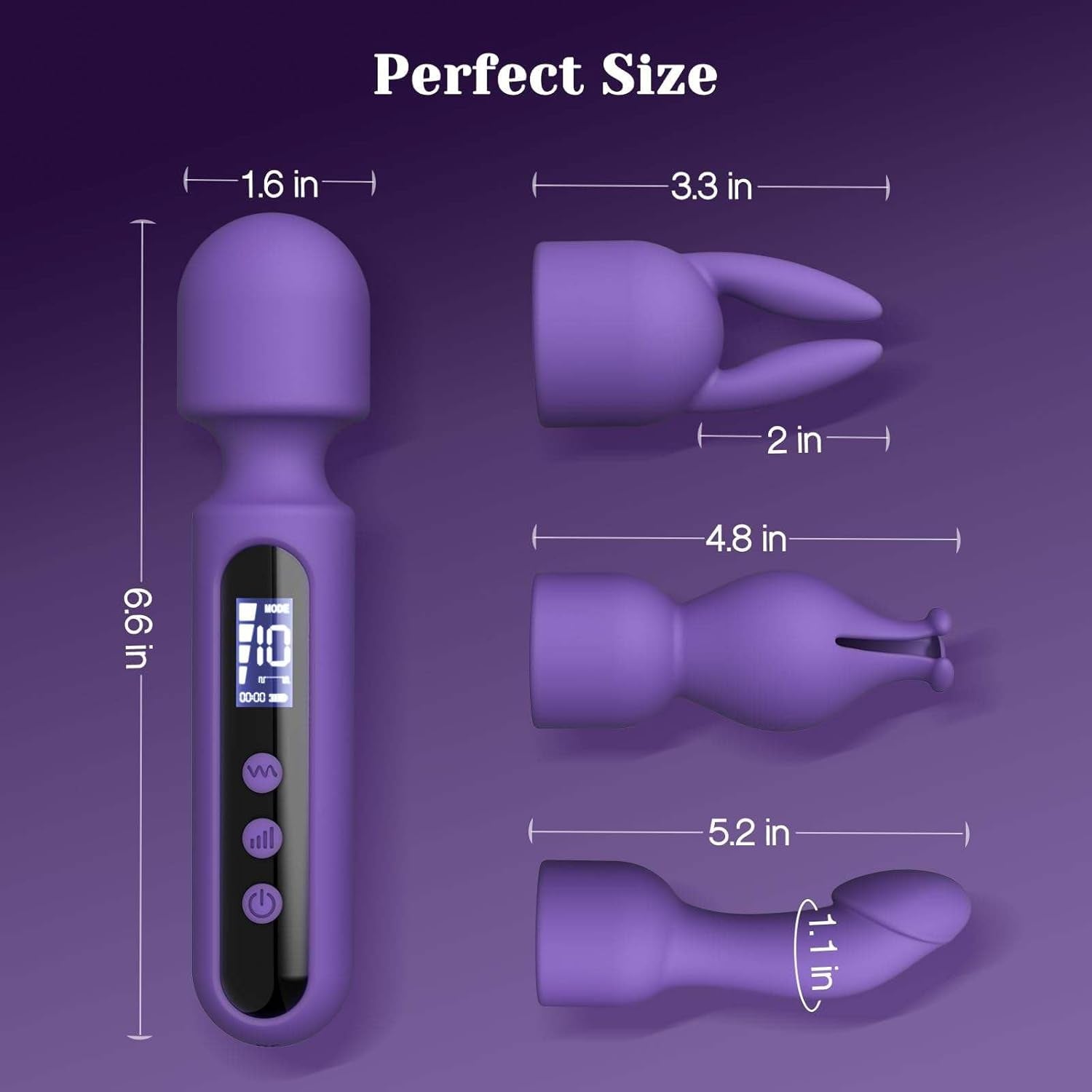 LuxeTouch Wand Vibrator Kit with 3 Attachments
