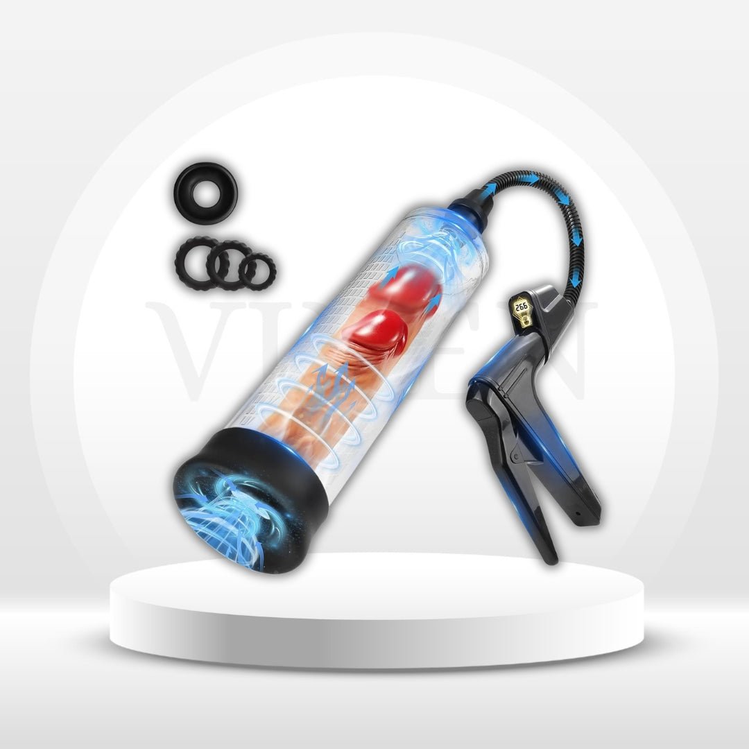 FirmPull Manual Penis Pump | Gauged Barrel + Tire Rings - Vixen Adult Playroom