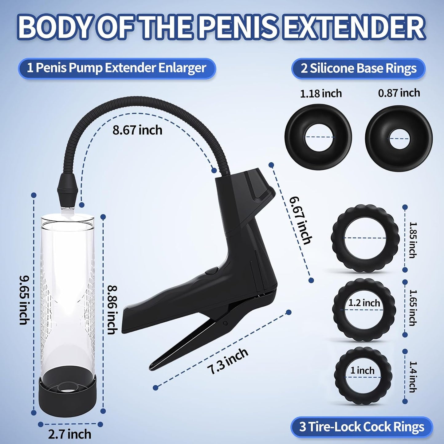 FirmPull Manual Penis Pump | Gauged Barrel + Tire Rings - Vixen Adult Playroom