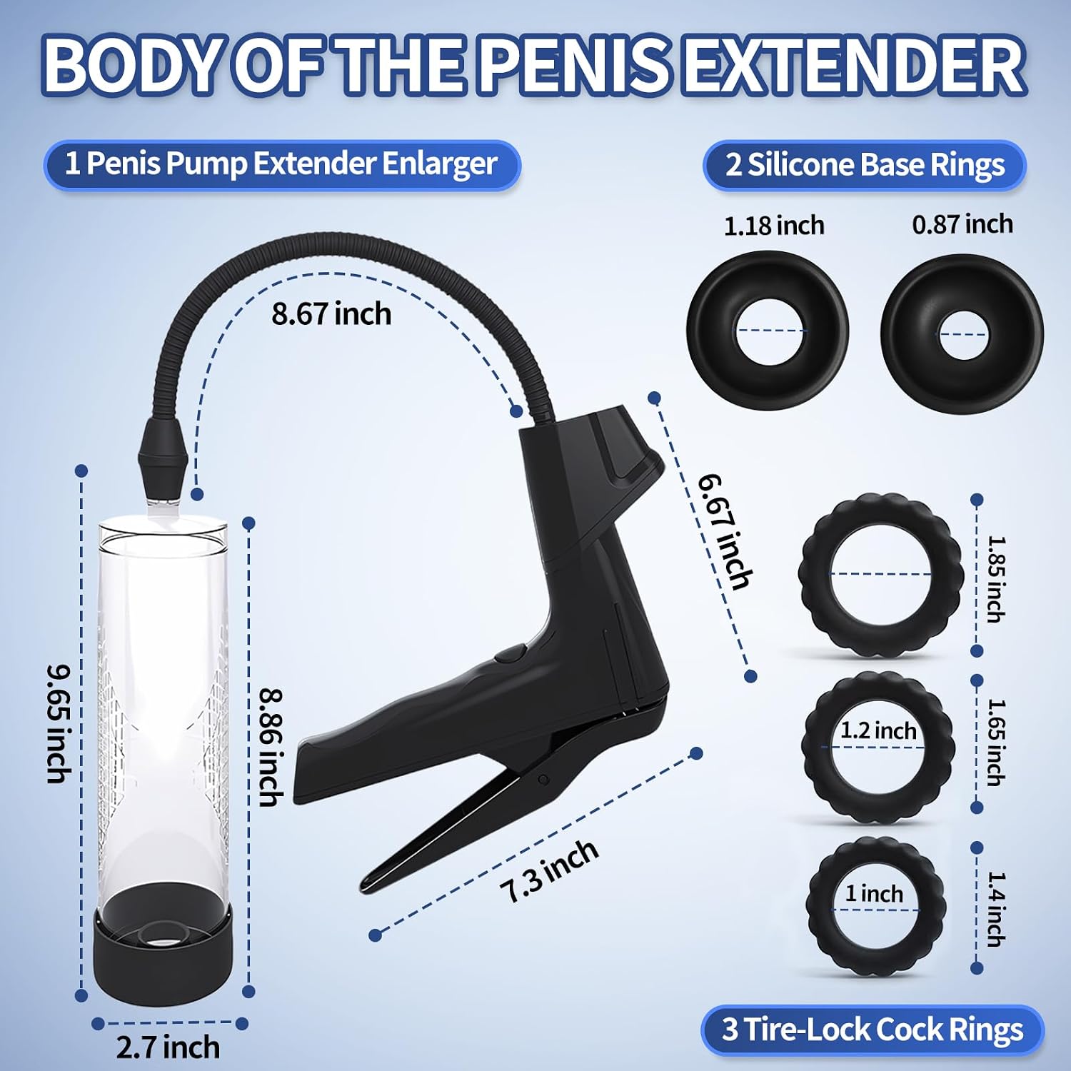 FirmPull Manual Penis Pump | Gauged Barrel + Tire Rings - Vixen Adult Playroom